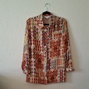 Norm Thompson Colorful Geometric Shirt